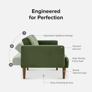 Mopio Convertible Futon Sofa Bed Chloe Premium Velvet Adjustable Folding Backrest, Olive Green