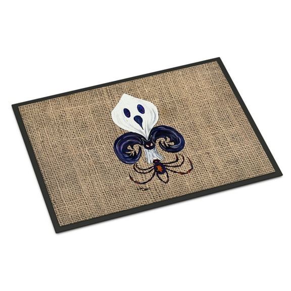 Halloween Ghost Spider Bat Fleur de lis Doormat 18x27