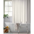 thumbnail image 2 of Split Shower Curtain for Transfer Bench, Pure Apricot Fabric Shower Curtains for Bathroom, Simple Solid Color Tub Sliding Transfer Bench Waterproof Bath Curtains 72"x78", 2 of 9