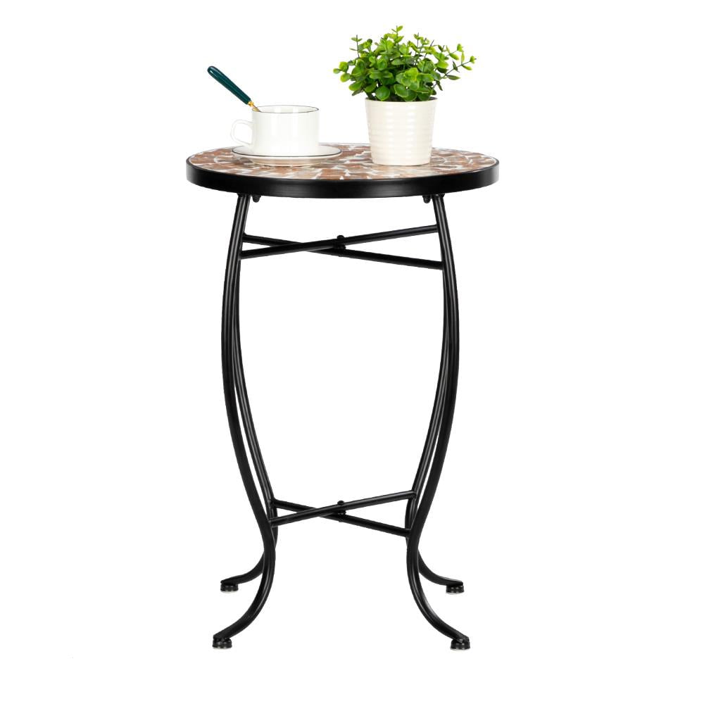 Zimtown Mosaic Outdoor Accent Table, Round Table