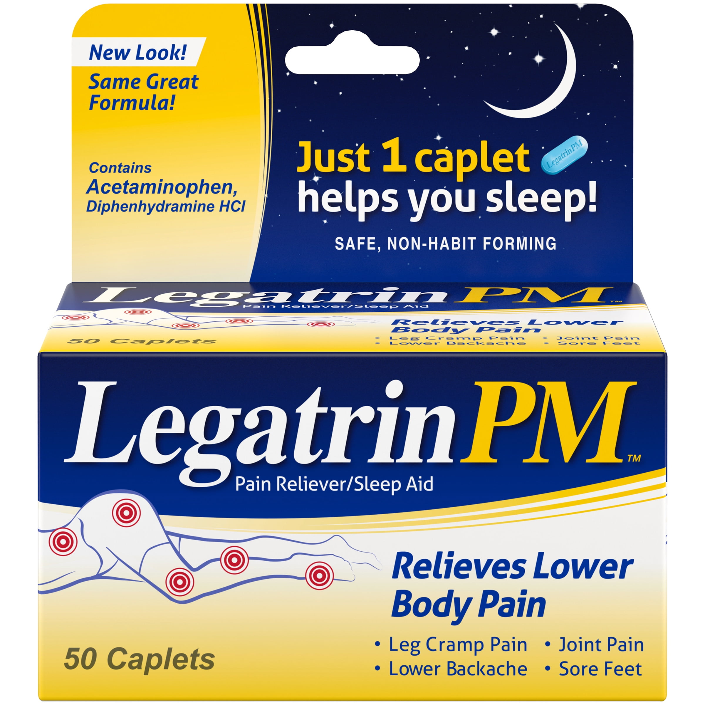Legatrin PM™ Lower Body Pain Reliever and Sleep Aid, 50 Caplets