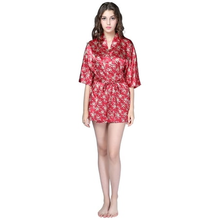 

Richie House Women s Satin Print Bathrobe RHW2722