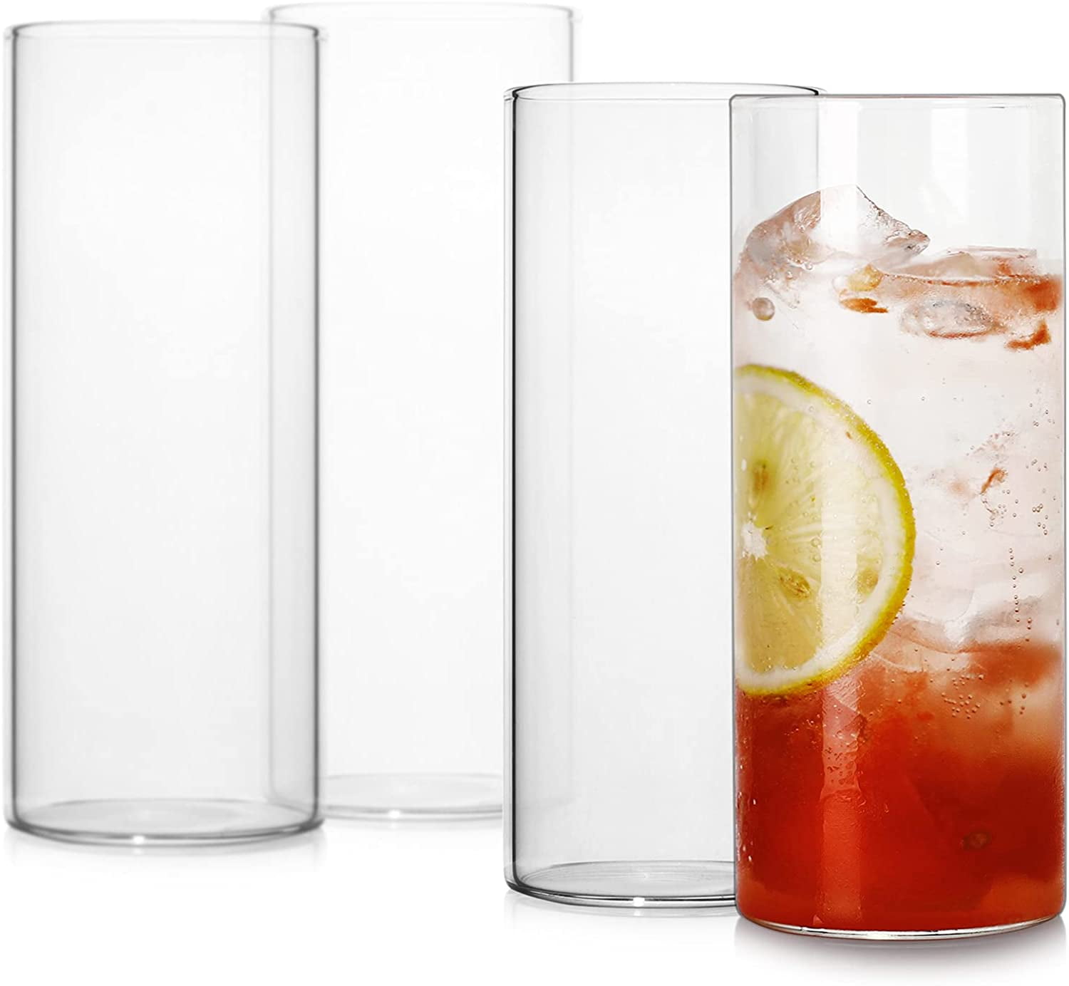 LUXU Drinking Glasses 13 oz,Thin Square Set of 4,Elegant Bar