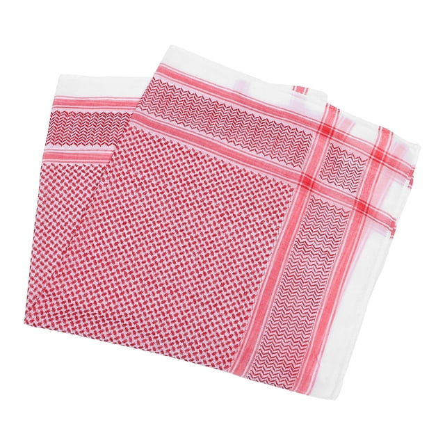 Minkissy 1Set Red Polyester Daily Wear Arab Scarves Men Arab Headscarf Traditional Arab Style for Outdoor Activities