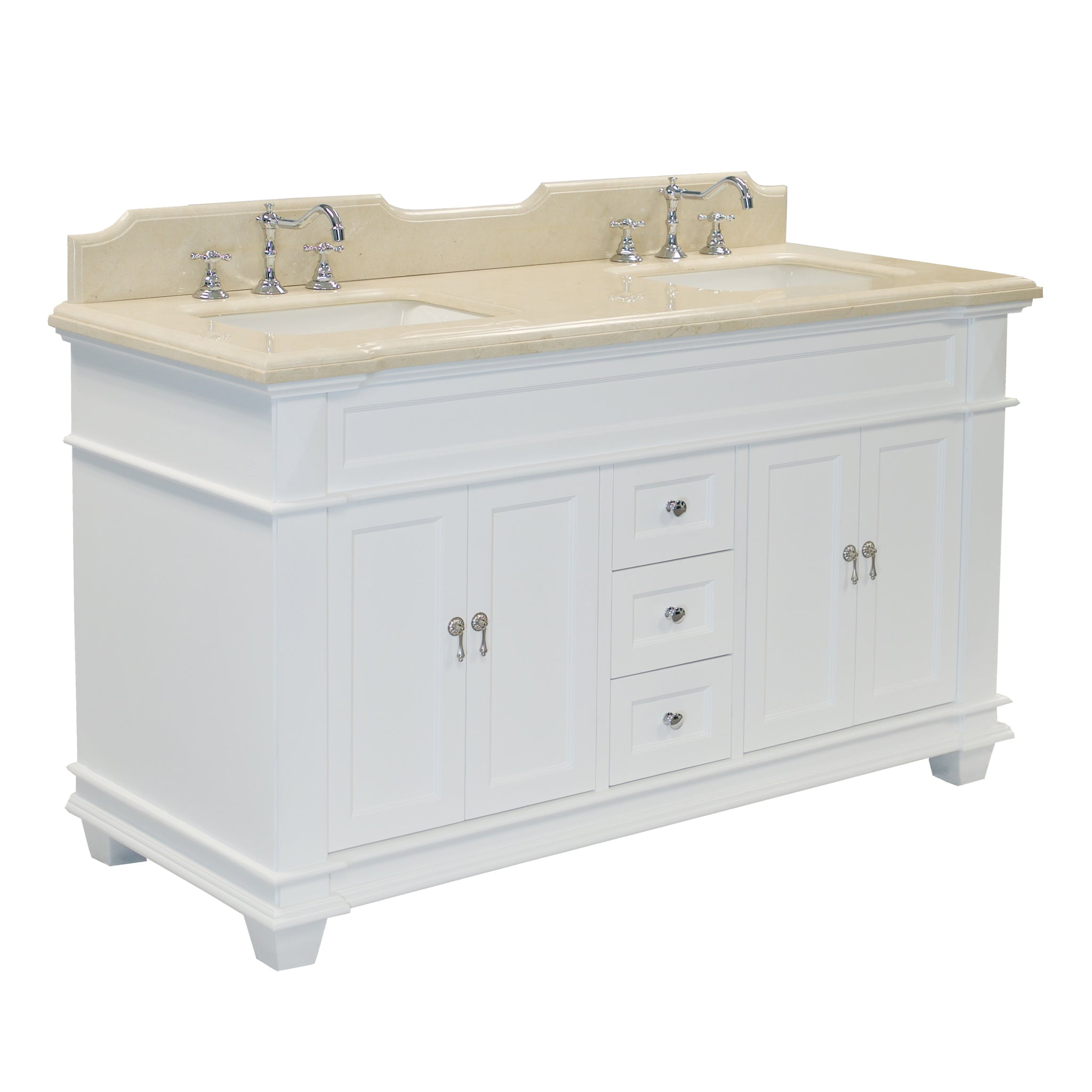 Elizabeth 60" Double Bathroom Vanity with White and Crema