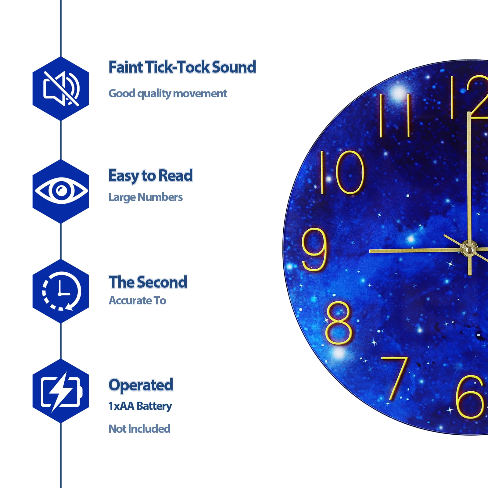 12 Inch Glass Wall Clock - Starry Night