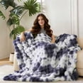 thumbnail image 2 of ROSEKIND 8lbs Faux Rabbit Fur Bubble Fleece Throw Blanket for Sofa & Bed, ultra-soft Cozy Gift for Adults & Friends, 90"x90", Tie-dye Blue, 2 of 8