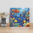 thumbnail image 5 of Ocean Marine Canvas Wall Art, Life Fish Coral Seagrass Underwater Coastal Framed Wall Decor Modern Artwork Prints Painting for Living Room, Bedroom, Kitchen & Cafe Decor 16x16 Inch, 5 of 9