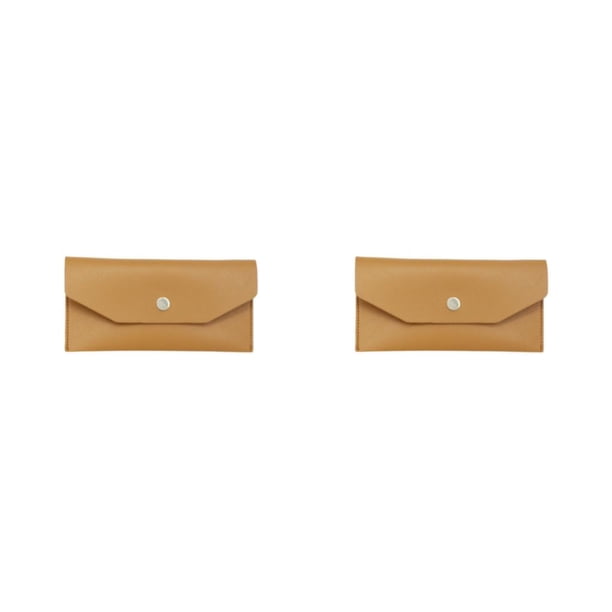 Qarigey Cartera de cuero PU para mujer, monedero de repuesto de Color sólido, estilo Simple, rectangular, para regalo de cumpleaños, marrón Marrón 2piezas