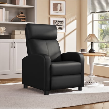 Yaheetech Adjustable PU Leather Recliner Chair with Pocket Spring Black