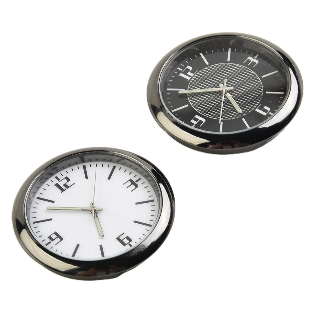 Horloge De Voiture Lumineuse Pour Tableau De Bord - Montre Quartz Autocollante - Diamètre 4 Cm, Zinc