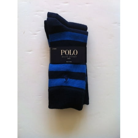 

Polo Ralph Lauren Boy s 2 Pairs/Pack Dress Cotton Blend Socks Size 9-11 Navy/Royal