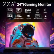 ZZA 24 Inch Curved Gaming Monitor 200Hz/180Hz FHD 1080P Frameless Display, AMD FreeSync, 1ms Low Motion Blur, Eye Care, DisplayPort & HDMI, VESA Mount,for PC Gaming,PS5,Home Office – Black