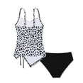thumbnail image 4 of CUZIBR Baby Girl Two Piece Swimsuit Spaghetti Strap Trendy Leopard Tankini Top Drawstring Ruched Camisole Side High Waist Bottom Beach Pool Summer Breathable Swimwear,Black,11-12 Years, 4 of 4