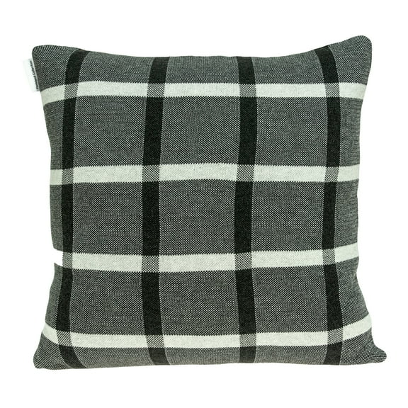 Parkland Collection Marco 20x20" Plaid Cotton Throw Pillow in Gray/Off White