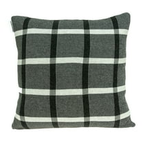 Parkland Collection Marco 20x20" Plaid Cotton Throw Pillow in Gray/Off White