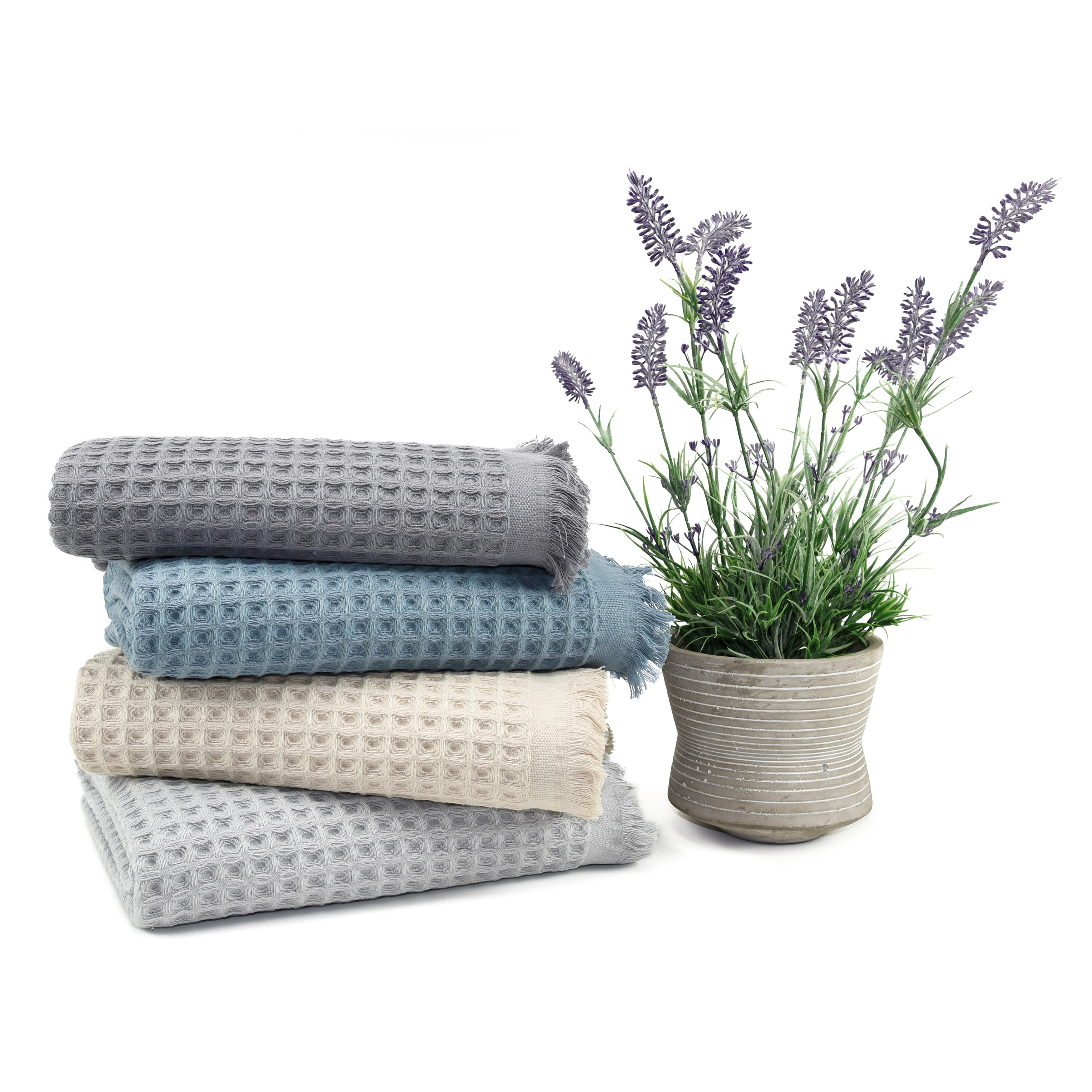 Lycia 2 Pcs Turkish Cotton Waffle Bath Towel