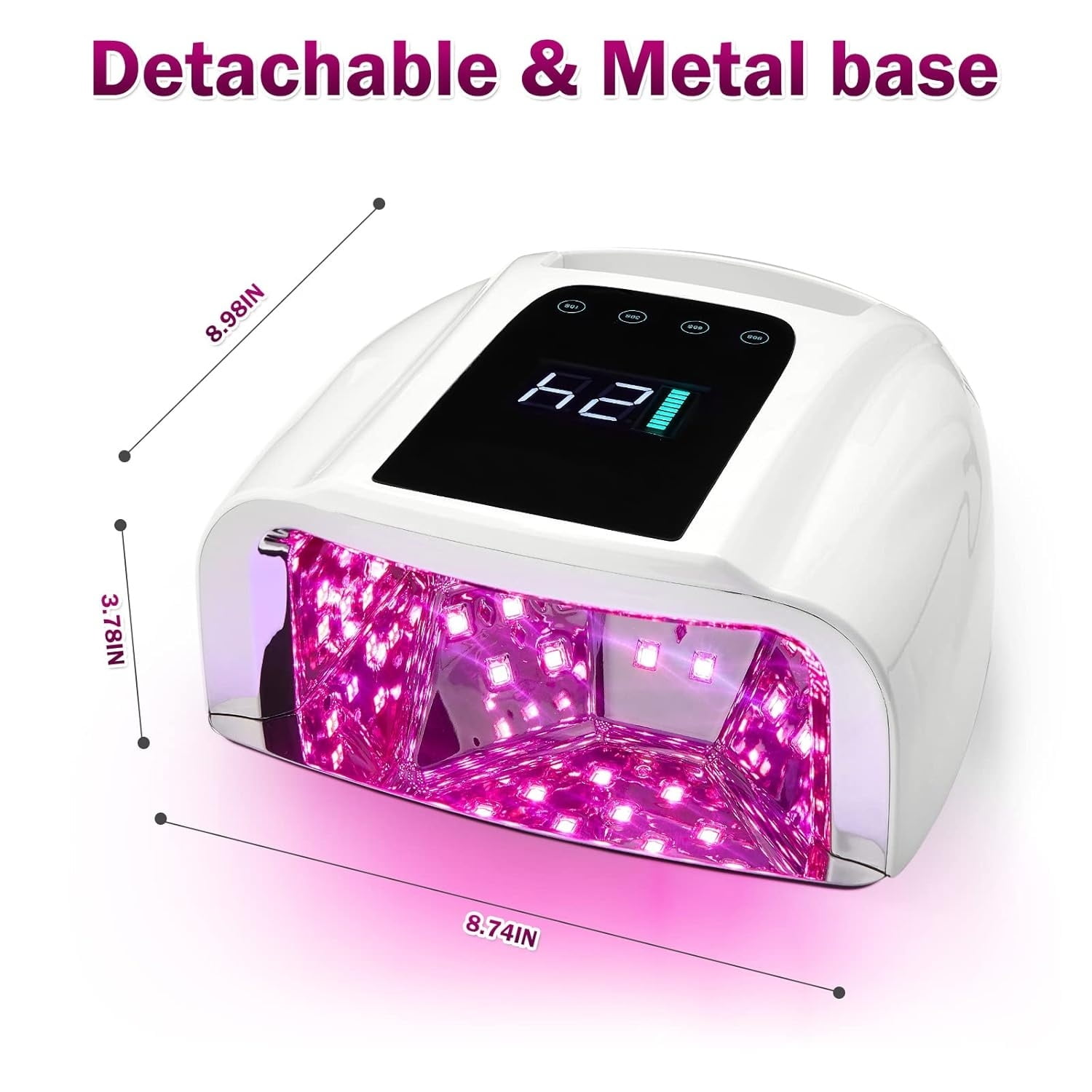 Professional Rechargeable 96W UV LED Portable Cordless UV Light for Nail Lamp Machine with Removable Stainless Steel Bottom,4 Timer Setting and Smart Sensor Nail Dryer (White)