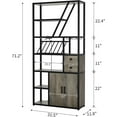 thumbnail image 2 of Wine Bar Cabinet with LED Lights and Power Outlets – Tall Coffee Bar Station with Wine Rack, Kitchen Microwave Stand and Bakers Rack – Stylish Cabinet for Living Room, Home Bar, Grey, 2 of 7