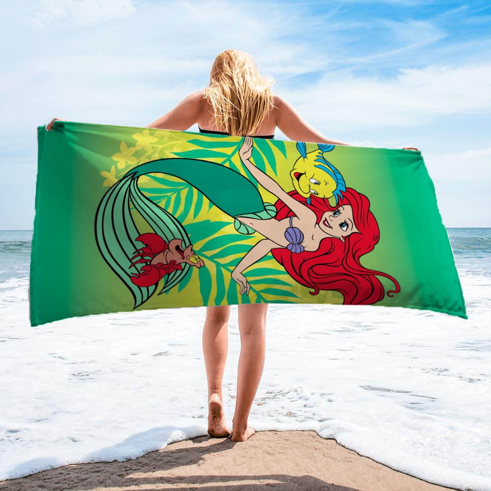 Little Mermaid Swimming & Smiles Kids Beach Towel, 27 x 54, Green, Disney