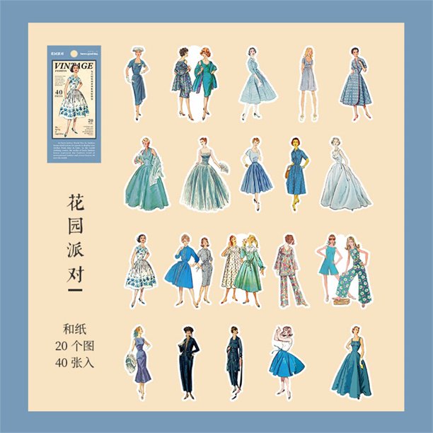 40pcs/Pack Vintage Stickers Fashion Girl Lady Washi Paper Stickers Diy Scrapbooking Diary Planner Decoration Sticker AlbumCN He Qiyong unisex