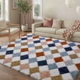 thumbnail image 5 of BERTHMEER 4'x6' Checkered Shag Area Rug for Living Room, Modern Rainbow Non-Slip Ultra-Soft Indoor Fluffy Rugs for Bedroom Carpet Home Dorm Aesthetic Decor, Colorful, 5 of 5