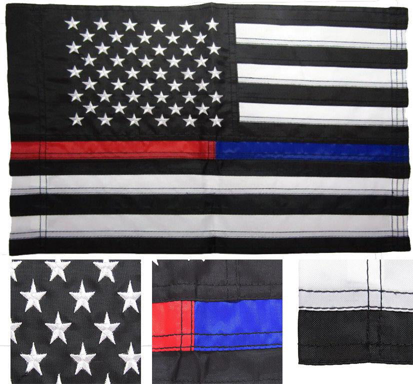 12x18Inch USA Thin Blue Line Police Flag sleeved sleeve garden pole 2 Pack