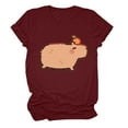 thumbnail image 3 of WILLBEST T-Shirts pour Dames T-Shirt Graphique Capybara Selfie Mignon Imprimé Dessin Animé Couleur, 3 of 3