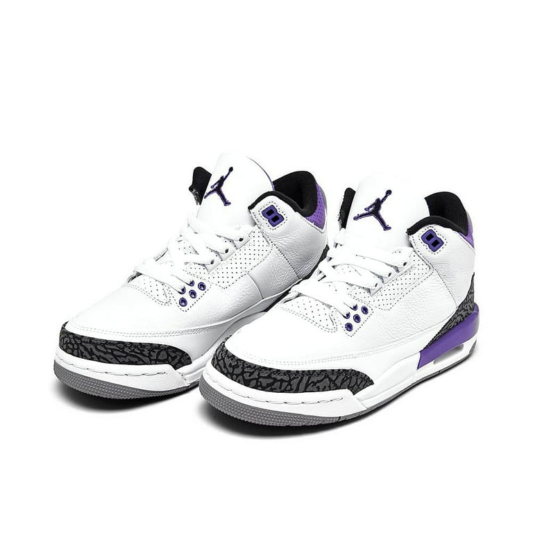 Jordan 3 Retro GS) Big Kids' Shoes White-Black-Dark Iris dm0967
