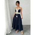 thumbnail image 7 of Womens Blue Spaghetti Strap Maxi Dress With Lace And Tassel Detail, 7 of 7