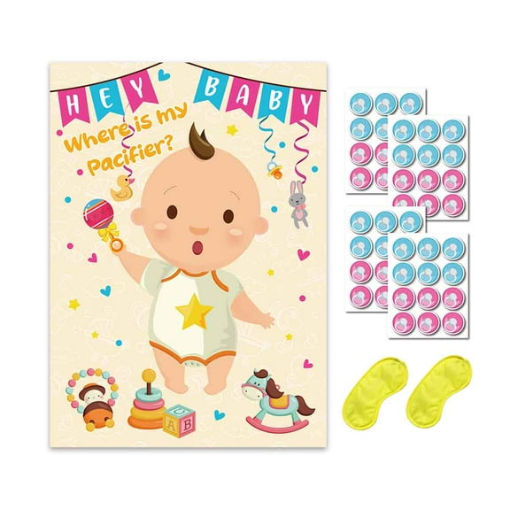 Pin The Pacifier on -gender reveal Baby Game- Baby Shower Party Favors-birthday Prop poster