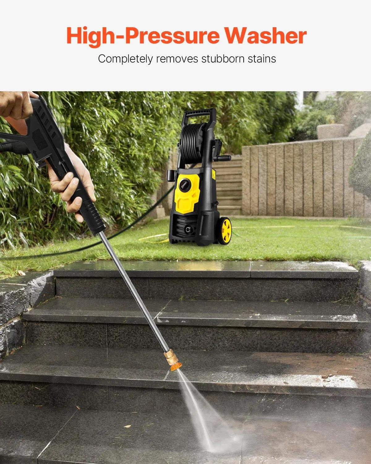 Electric Pressure Washer, Power Washer with 30 ft Hose, 5 Quick Connect Nozzles, Foam Cannon, Portable to Clean Patios, Cars, Fences, Driveways