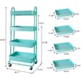 thumbnail image 2 of 4-Tier Metal Mesh Utility Rolling Cart, Storage Organizer Trolley Services Cart with Lockable Wheels for Kitchen, Bathroom, Living Room (Blue), 2 of 12