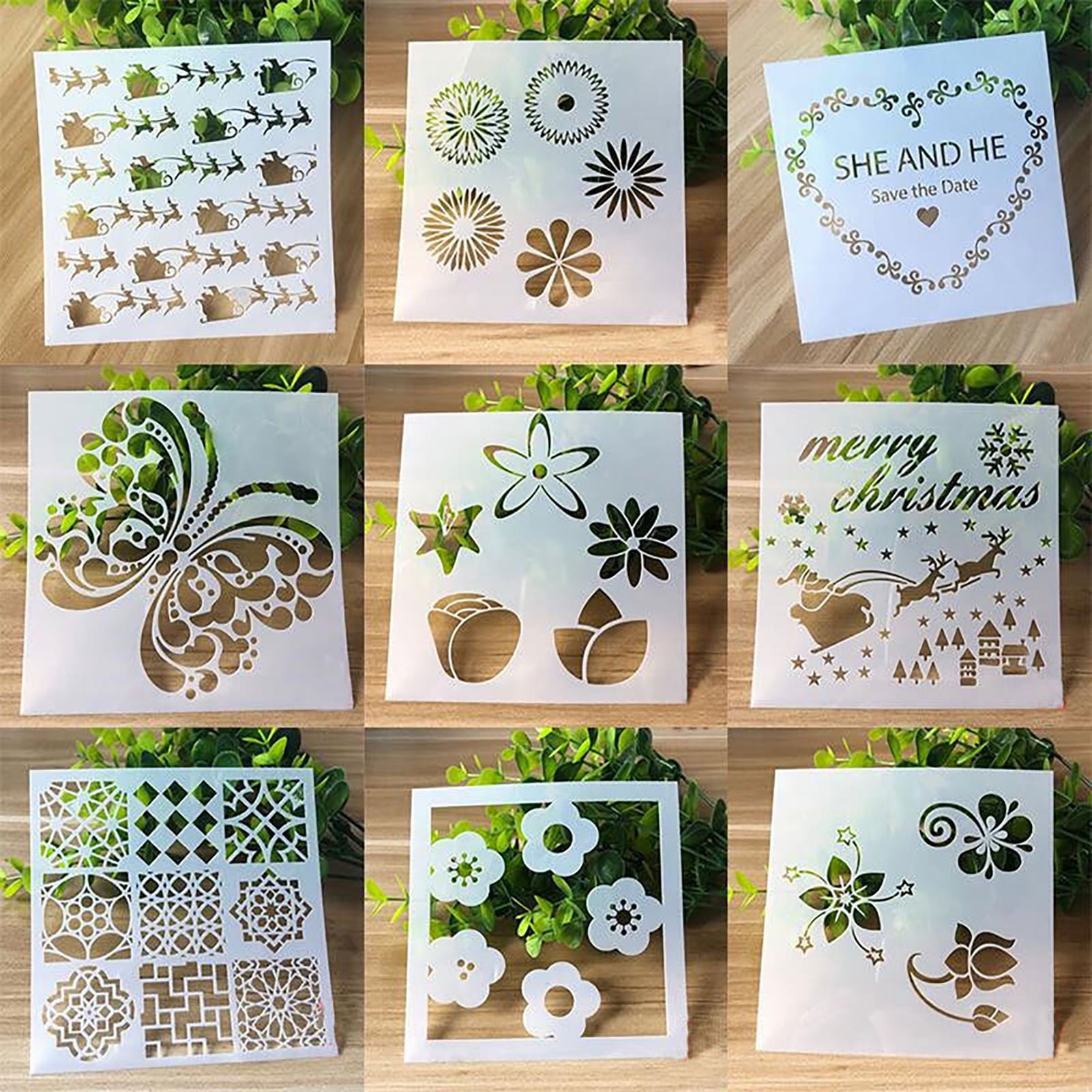 24Pcs Flower Stencils Plastic Flower Painting Stencil Reusable DIY Art  Craft Drawing Templates Butterfly Bird Floral Flower Leaf Template Stencils  for