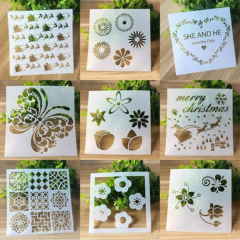  Flower Stencils for Spray Painting on Walls: 40pcs 3Inch Small  Plastic Mandala Stencils Reusable, Sunflower Butterfly Bird Rose Stencils  for Rock Painting, Wood, Canvas, Drawing, Crafts, Art, Fabric : Arts