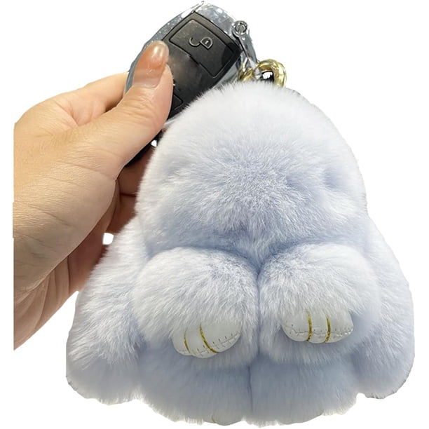 Lindo llavero de conejito de peluche para mujer, llavero de conejito de peluche kawaii, accesorio para llavero de mochila y bolso