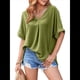 thumbnail image 3 of Camisas de Corta con Cuello en V para Mujer, Blusas Informales de Negocios, Blusas de Trabajo Holgadas Amarillo-Verde XL, 3 of 7