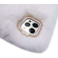 thumbnail image 2 of Compatible with iPhone 14 Pro Max Case Cute Plush Furry Case with Glitter Lanyard Strap Bling Diamond Camera Lens Protector Soft Winter Warm Plush Fluffy Fur Cover for Women and Girls, White, 2 of 10