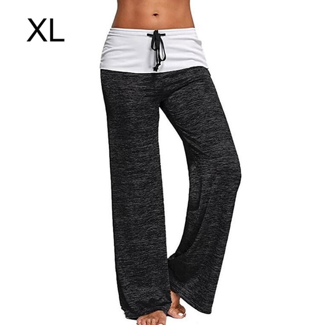 Pantalones Pantalones deportivos sueltos Mujer Pantalones Leggings de yoga informales de tiro alto, Negro, XL Kearding AP002116-19