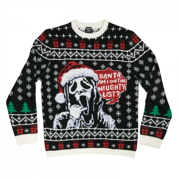 Scream Scream Ghostface Santa, Am I on the Naughty List Ugly Christmas Sweater - Small