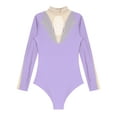 thumbnail image 6 of Xnihocha Women Gymnastics Leotard Long Sleeve Ballet Dance Unitard Figure Skating Bodysuit Catsuit Light Purple L, 6 of 7
