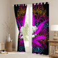 thumbnail image 3 of Feelyou 2pcs Cartoon Leaf Plant Curtains (42x84), Tribal Bohemian Damask Window Curtains, 3 of 6