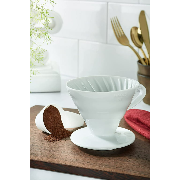 hario v60 ceramic coffee dripper, size 02, white 