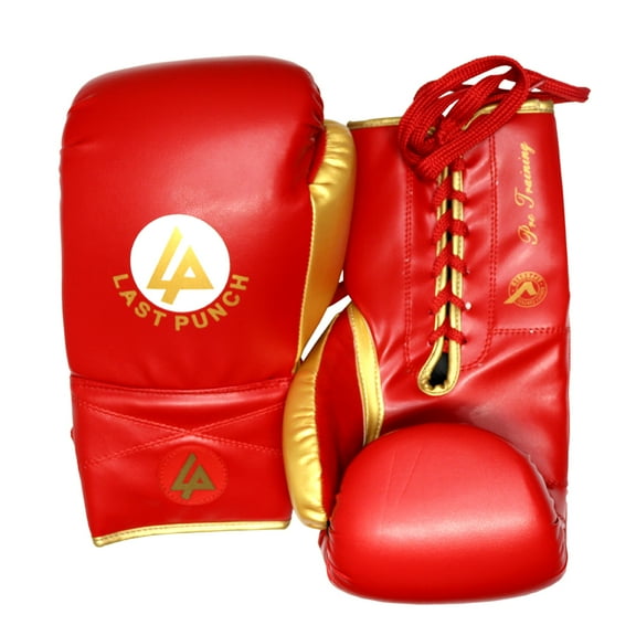 Last Punch 13903 12 oz Pro Style Adult Training Sparring Boxing Gloves - Red & Gold