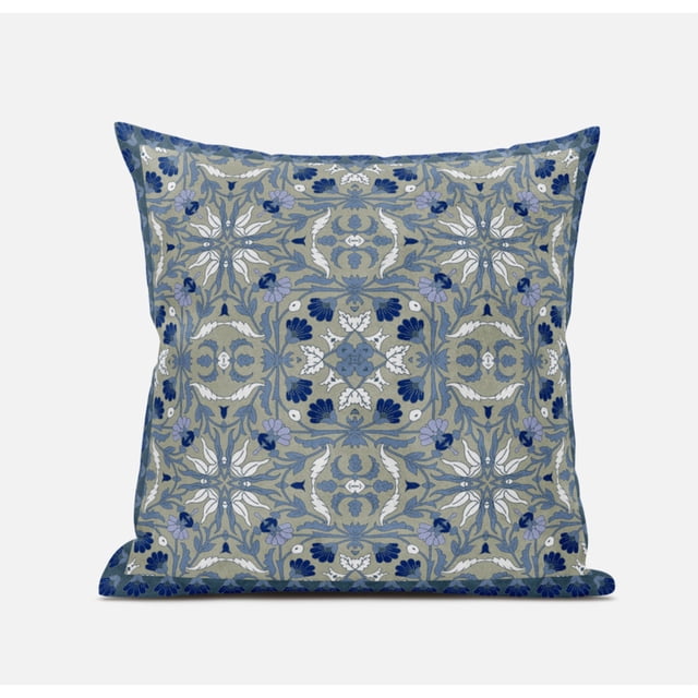 Amrita Sen CAPL428FSDS-ZP-16x16 Jahan Paisley Suede Zippered Pillow with Insert in Orange Indigo