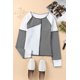 thumbnail image 4 of ABPHQTO Top de punto acanalado con costuras irregulares en bloque de color gris para mujer, 4 of 5