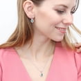 thumbnail image 4 of BERRICLE Sterling Silver Halo Pear Cut Cubic Zirconia CZ Fashion Dangle Drop Earrings for Women, Rhodium Plated, Green Color, 4 of 6