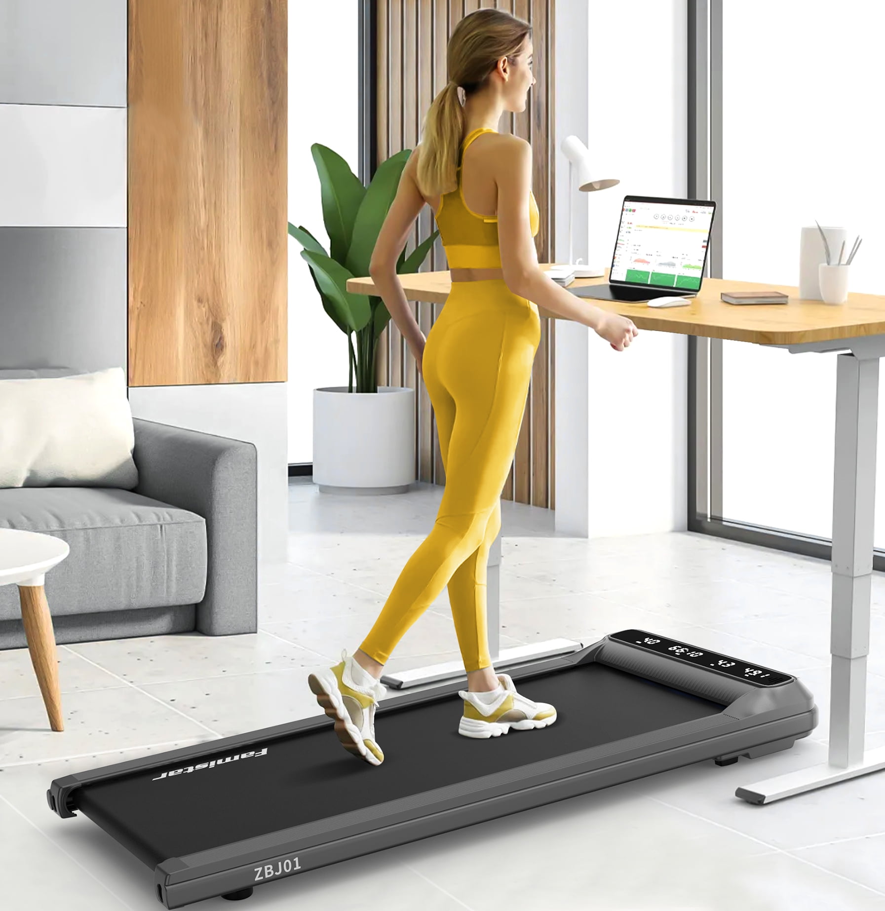 Walking Pad Treadmill 2 in 1, Portable Desk treadmill for home/Office with 265LB Capacity, Walking Jogging Machine w/ Remote Control, Large Walking Area,LCD Display, 2.5HP Ultra-Quiet