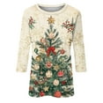 thumbnail image 4 of Christmas Tops for Women Graphic Wine Glass Santa Deer Printed 3/4 Sleeve T-shirts Crew Neck Plus Size Holiday Tees (XL, Beige), 4 of 5