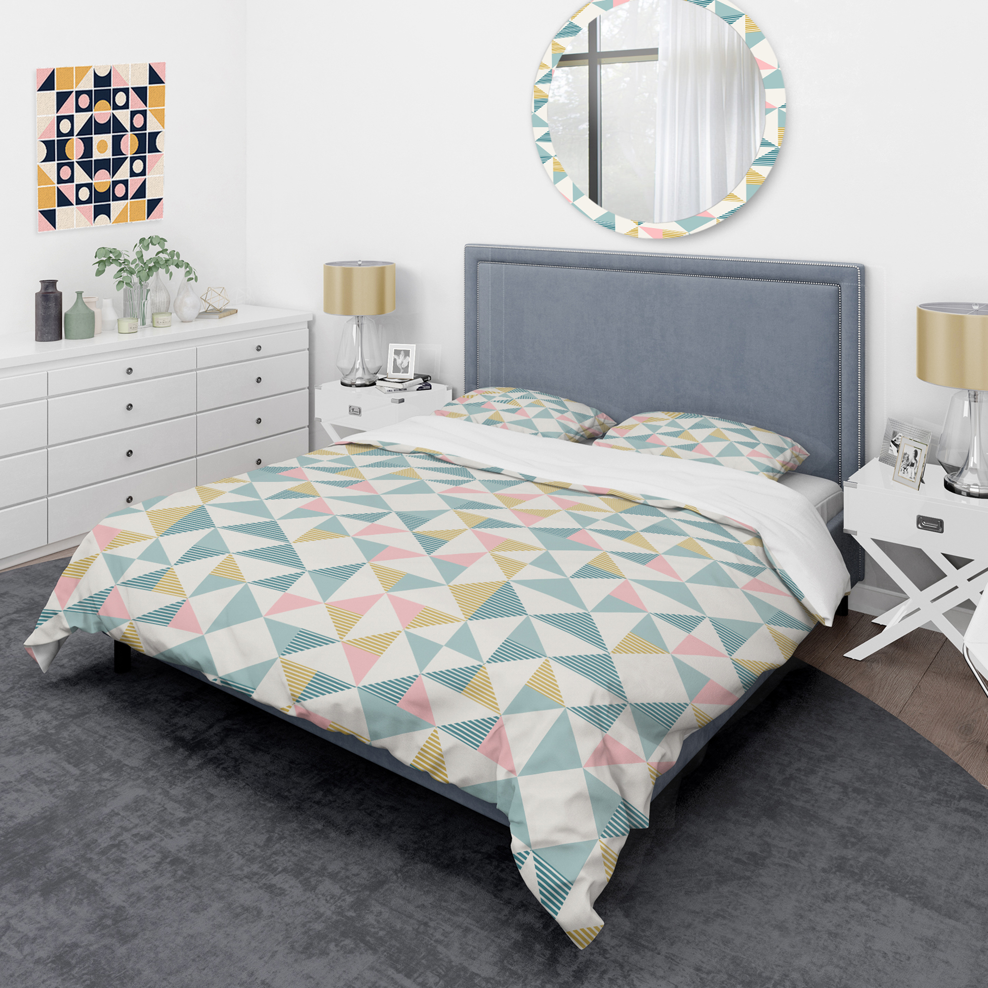 Designart 'Diamond Retro I' Mid-Century Modern Duvet Cover Set